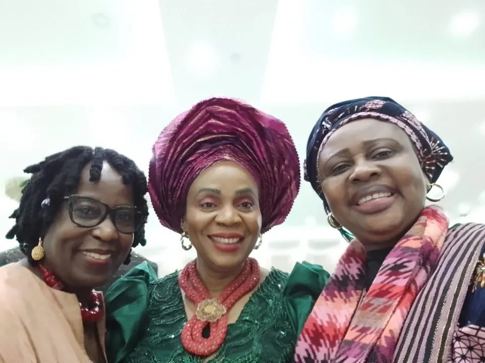 Josephine Asemota with guests in traditional Nigerian attire